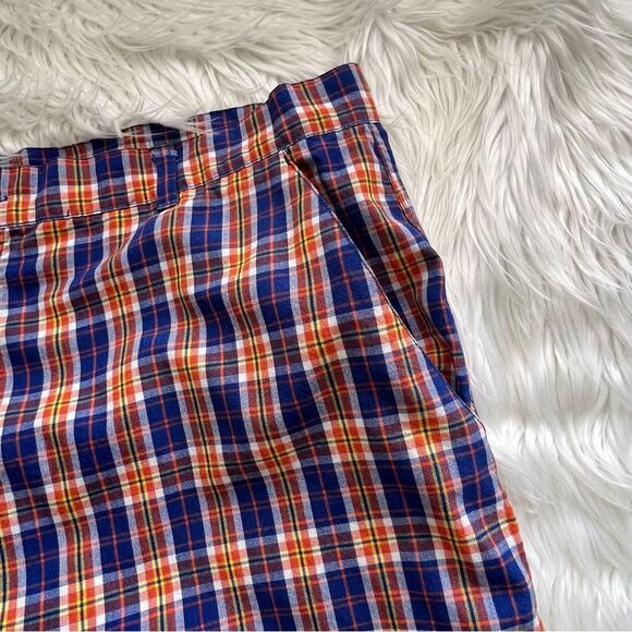 Celebrity By Design Shorts Men Blue Orange Plaid Denver Broncos Size 46x16 - Picture 2 of 5
